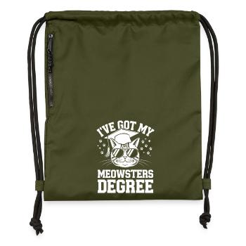 Funny cat design for academics - Gymsac made from recycled material - military green - Front