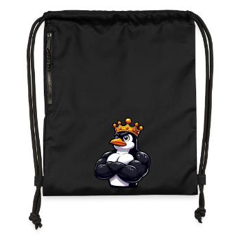 Muskulöser Pinguinkönig Fitness Workout - Turnbeutel aus Recycling-Material - Schwarz - Vorne