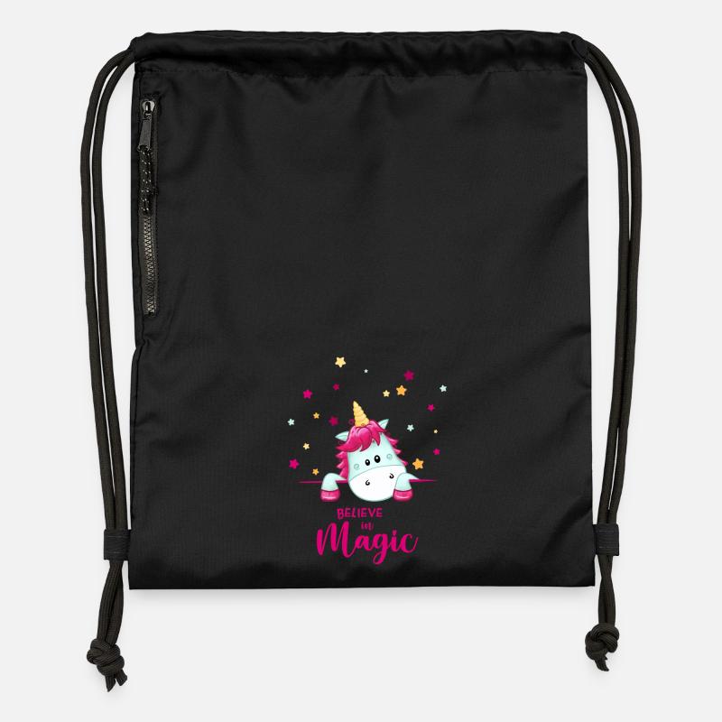 Magie de la licorne - Sac à cordon en polyester recyclé - noir