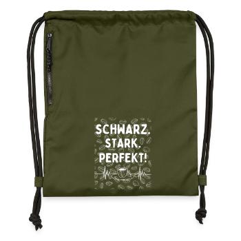 Noir. Fort. Parfait. - Déclaration du café - Sac à cordon en polyester recyclé - military green - Devant