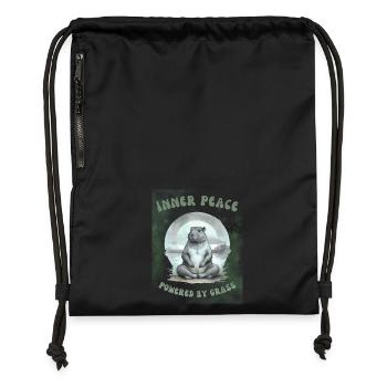 Inner Peace – Powered by Grass Design - Turnbeutel aus Recycling-Material - Schwarz - Vorne
