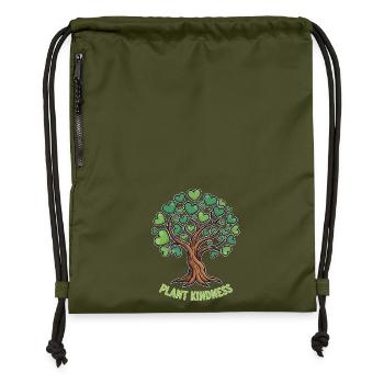 Plant Kindness Baum mit Herzblättern - Turnbeutel aus Recycling-Material - military Green - Vorne