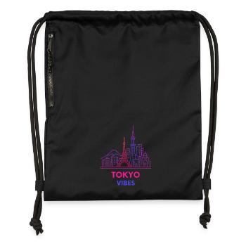 Tokio Vibes Neon Skyline - Turnbeutel aus Recycling-Material - Schwarz - Vorne