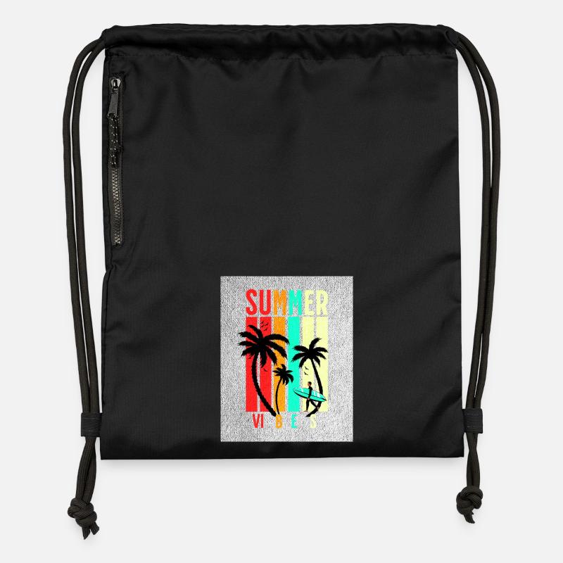 Vibez d’été - Sac à cordon en polyester recyclé - noir