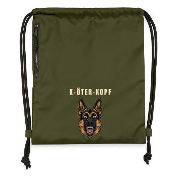 German Shepherd Mutt Funny Pun Saying Dog - Gymsac made from recycled material - military green - Front