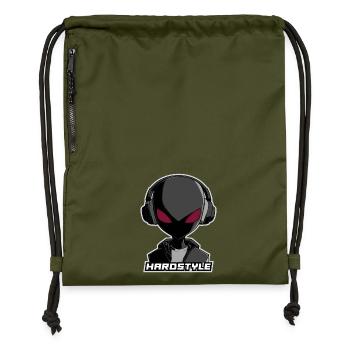 Hardstyle Alien – Musik Design mit Kopfhörern - Turnbeutel aus Recycling-Material - military Green - Vorne
