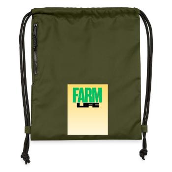 Farm Life Bold Typography - Gymsac made from recycled material - military green - Front
