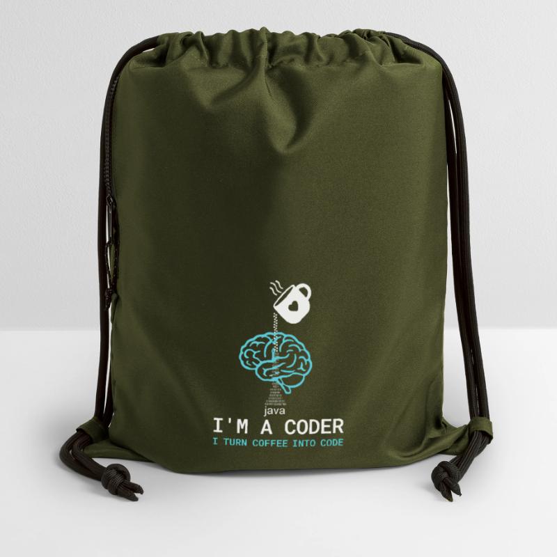 T-shirt Coder : Du café dans le code – Nerdy Programmie Sac à cordon en polyester recyclé