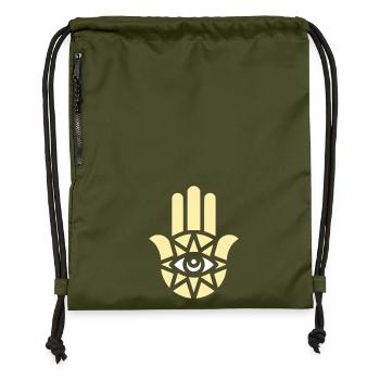 Hamsa Hand Ornament - Turnbeutel aus Recycling-Material - military Green - Vorne