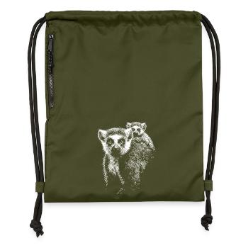 ring-tailed lemur - Gymsac made from recycled material - military green - Front