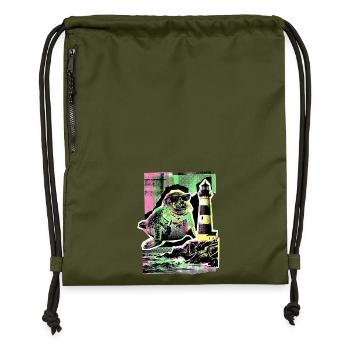 Cool seal North Sea Baltic Sea - Gymsac made from recycled material - military green - Front