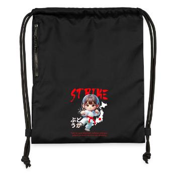 Chibi Karateheld Strike - Turnbeutel aus Recycling-Material - Schwarz - Vorne