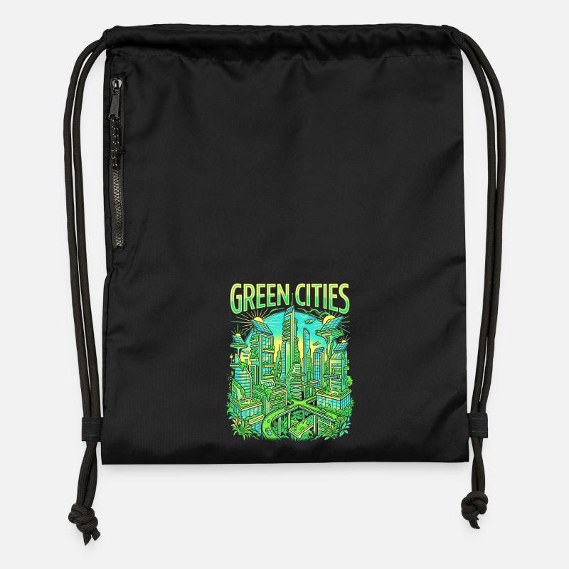 Jardinage de Green City - Sac à cordon en polyester recyclé - noir