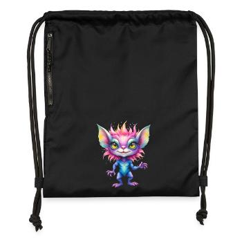 Fantasy Rainbow Creature - Gymsac made from recycled material - black - Front