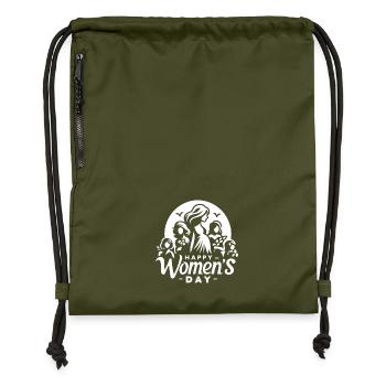 Bonne Journée de la Femme - Cadeau - Sac à cordon en polyester recyclé - military green - Devant