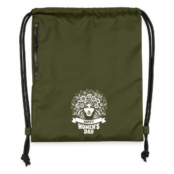Bonne Journée de la Femme - Cadeau - Sac à cordon en polyester recyclé - military green - Devant