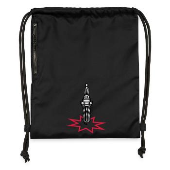 Une bougie d'allumage avec une étincelle - Sac à cordon en polyester recyclé - noir - Devant