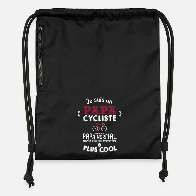 Je suis un papa cycliste - Sac à cordon en polyester recyclé - noir