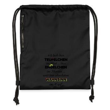 Engelchen Teufelchen Wahnsinn - Turnbeutel aus Recycling-Material - Schwarz - Vorne