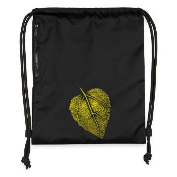 Feuille de tilleul / Feuille Linde - Sac à cordon en polyester recyclé - noir - Devant