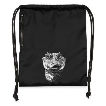 Alligator Portrait Prédateur Animaux Animal - Sac à cordon en polyester recyclé - noir - Devant