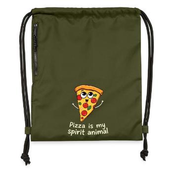 La pizza est mon Animal Fun Foodie Amateur de pizza - Sac à cordon en polyester recyclé - military green - Devant