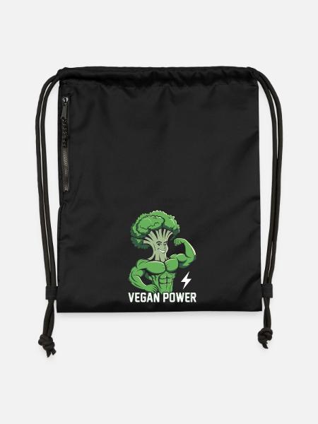 Vegane Power - Turnbeutel aus Recycling-Material - Schwarz
