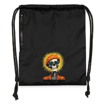 Squelette avec cheveux en cuir verni Sunset - Sac à cordon en polyester recyclé - noir - Devant