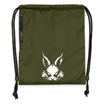 böser Hase weiß :) - Turnbeutel aus Recycling-Material - military Green - Vorne