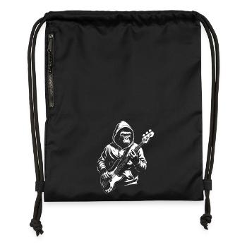 Kapuzen-Affe Bassist Silhouette - Turnbeutel aus Recycling-Material - military Green - Vorne