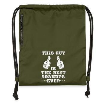 The best grandfather in the world: two thumbs - Gymsac made from recycled material - military green - Front