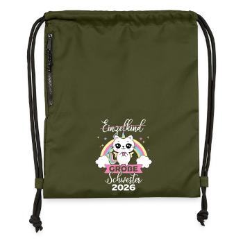 Only Child Big Sister 2026 Pregnancy - Gymsac made from recycled material - military green - Front