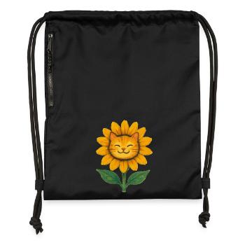 Sonnenblumen-Katzen-Lächeln Aquarell - Turnbeutel aus Recycling-Material - Schwarz - Vorne
