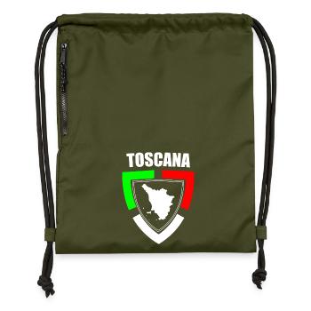 Toskana-Souvenir im trikolorierten Italien T-Shirt - Turnbeutel aus Recycling-Material - military Green - Vorne