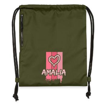 Gift for Amalia - Gymsac made from recycled material - military green - Front