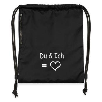 Ich liebe Dich Herz - Turnbeutel aus Recycling-Material - Schwarz - Vorne