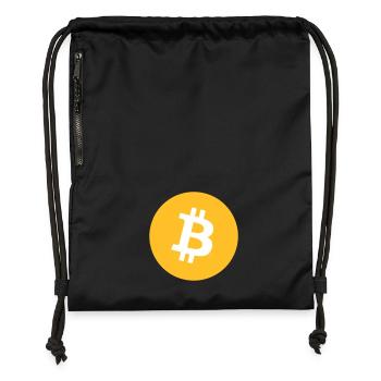 Vêtements et accessoires avec un petit logo Bitcoin - Sac à cordon en polyester recyclé - noir - Devant