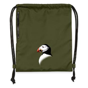 Atlantic Puffin - Gymsac made from recycled material - military green - Front