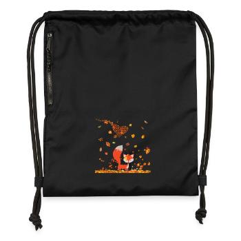 Autumn with heart and fox - Gymsac made from recycled material - black - Front