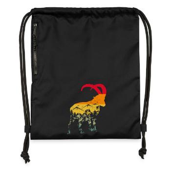 Steinbock, Wandern, Berge - Turnbeutel aus Recycling-Material - Schwarz - Vorne