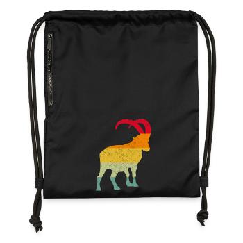 Steinbock, Wandern, Berge - Turnbeutel aus Recycling-Material - Schwarz - Vorne