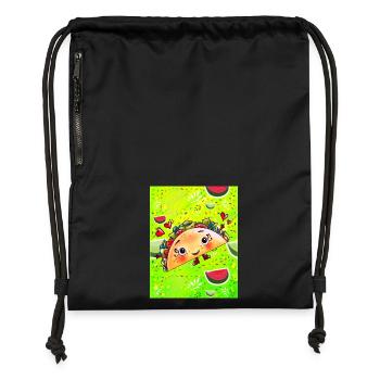 Fröhlicher Taco - Turnbeutel aus Recycling-Material - Schwarz - Vorne