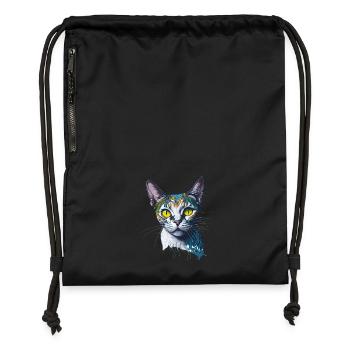 Mignon Splash Art Cat Design - Sac à cordon en polyester recyclé - noir - Devant
