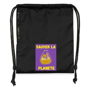 JOUR DE LA TERRE,ECOLOGIE,PLANETE,ENVIRONNEMENT - Sac à cordon en polyester recyclé - noir - Devant