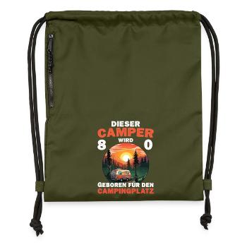 80 Geburtstag Camping Wohnmobil Camper Spruch - Turnbeutel aus Recycling-Material - military Green - Vorne
