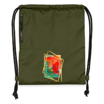 Fusion abstraite avec des hexagones vibrants - Sac à cordon en polyester recyclé - military green - Devant