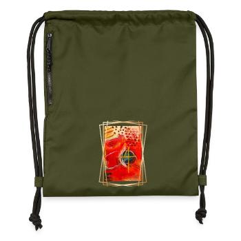 Abstraction of Vibrant Geometric Shapes - Gymsac made from recycled material - military green - Front