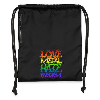 Love Metal Hate Fascism – Pride Edition - Gymsac made from recycled material - black - Front