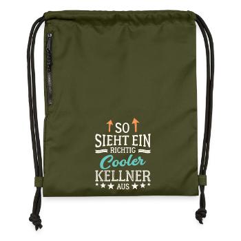 So sieht ein richtig cooler Kellner aus Bedienung - Turnbeutel aus Recycling-Material - military Green - Vorne