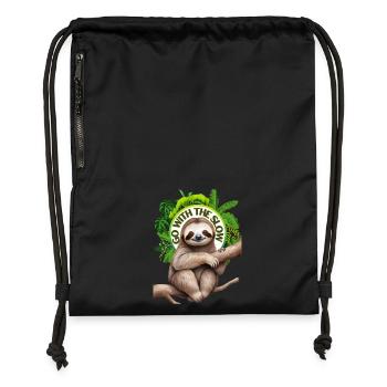 Go with the slow Sloth - Gymsac made from recycled material - black - Front